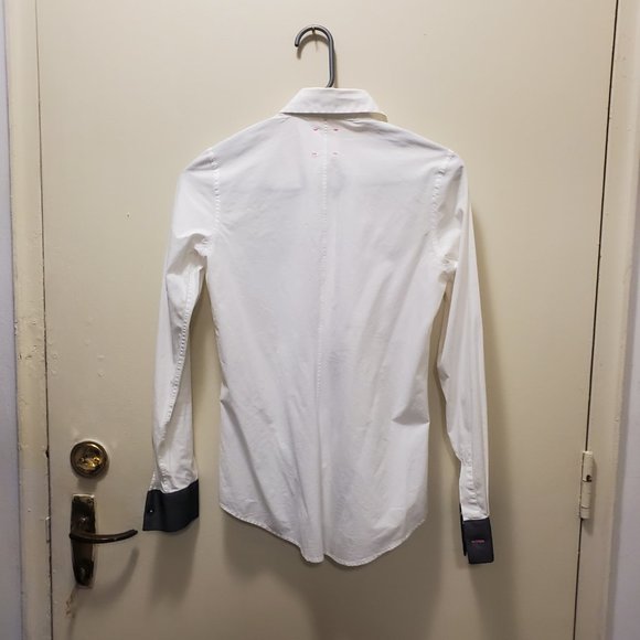 Pink Tartan High Contrast White With Grey Accents Blouse - Picture 4 of 5